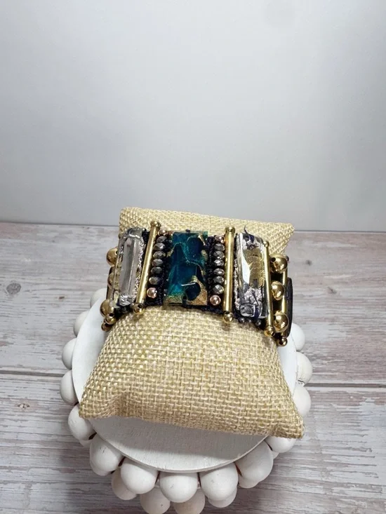 Nocturne chunky beaded Lisa bracelet gold tone bohemian - Picture 15 of 16